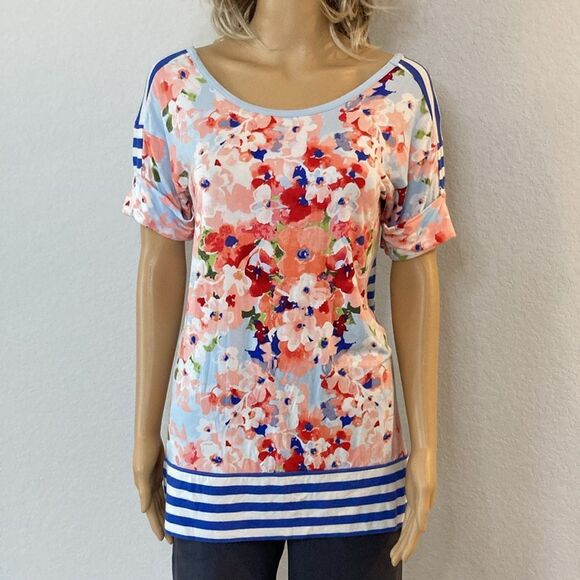 Matilda Jane Tops - Matilda Jane Bewitching Tidbit Mix Print Floral Striped Tunic Size S